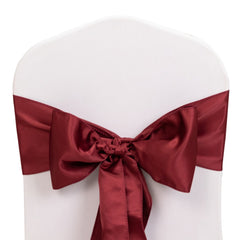 5 Pack Lamour Satin 6"x106" Chair Sashes Burgundy - Stylish Reusable Decorative Bows