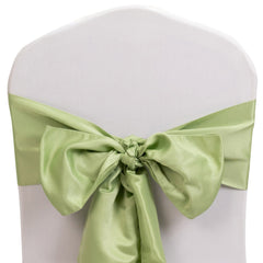 5 Pack Lamour Satin 6"x106" Chair Sashes Sage Green - Stylish Reusable Decorative Bows