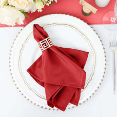 5 Pack Polyester 17"x17" Napkins Red - Durable & Wrinkle Resistant Dinner Napkins