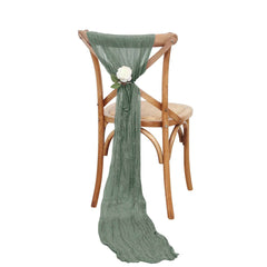 5 Pack Cheesecloth Gauze 16"x88" Chair Sashes Dusty Sage Green - Boho Chair Decorations