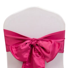 5 Pack Lamour Satin 6"x106" Chair Sashes Fuchsia - Stylish Reusable Decorative Bows