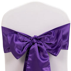 5 Pack Lamour Satin 6"x106" Chair Sashes Purple - Stylish Reusable Decorative Bows