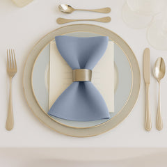 5 Pack Dusty Blue Scuba Napkins – 17"x17", Wrinkle-Free & Stain Resistant Cloth Napkins