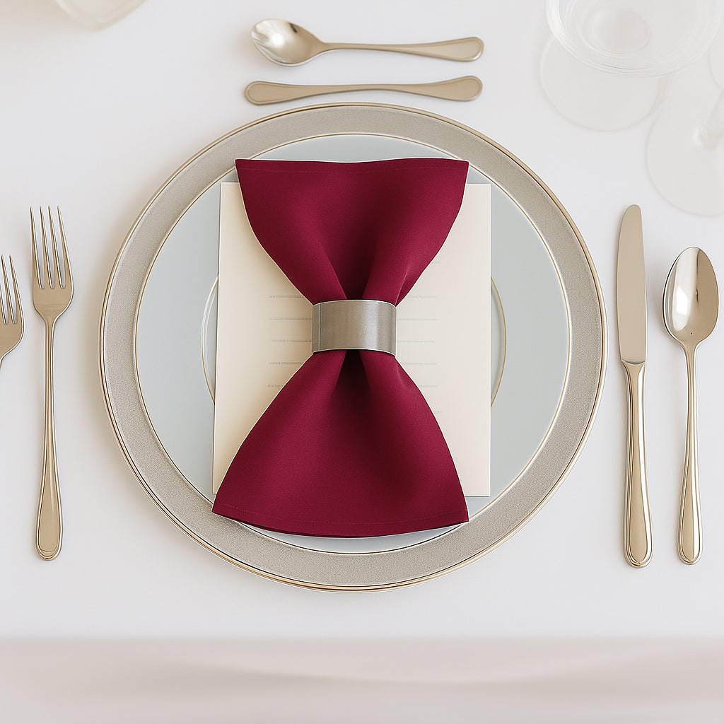 5 Pack Burgundy Scuba Napkins – 17"x17", Wrinkle-Free & Stain Resistant Cloth Napkins