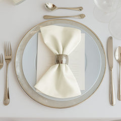 5 Pack Ivory Scuba Napkins – 17"x17", Wrinkle-Free & Stain Resistant Cloth Napkins