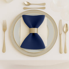 5 Pack Navy Blue Scuba Napkins – 17"x17", Wrinkle-Free & Stain Resistant Cloth Napkins