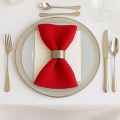 5 Pack Red Scuba Napkins – 17"x17", Wrinkle-Free & Stain Resistant Cloth Napkins